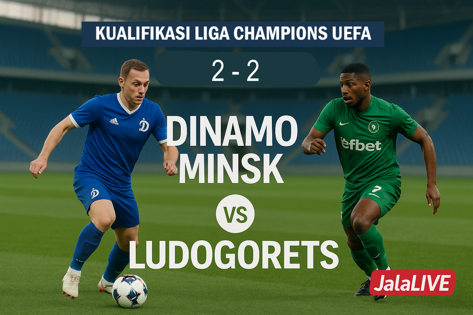 Imbang 2-2! Ini Hasil Dinamo Minsk vs Ludogorets di Kualifikasi Liga Champions UEFA Menurut Jalalive